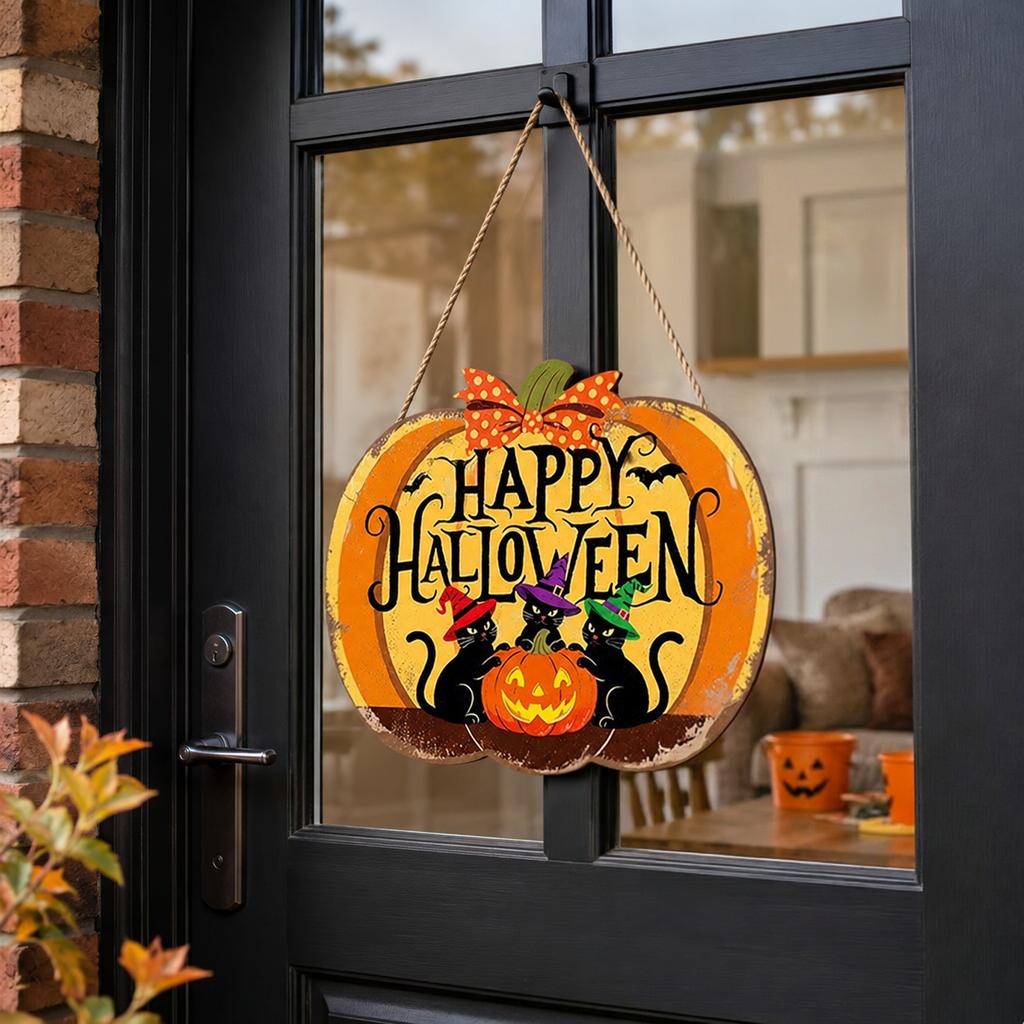 Halloween Pumpkin Wooden Hanging Decor for Home Door Wall