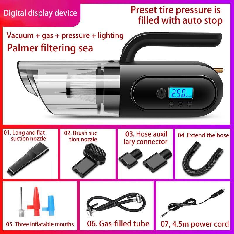

4 в 1 проводная зарядка автомобильный пылесос воздушный насос мощный автоматический датчик давления в шинах надувной DigitalDisplay black
