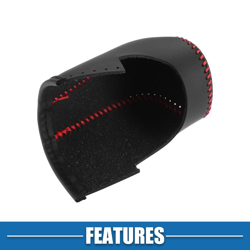 A ABSOPRO Car Gear Shift Knob Cover Auto Derailleur Lever Trim for Mazda CX-5 2017-2022 Faux Leather Black Red Stitching