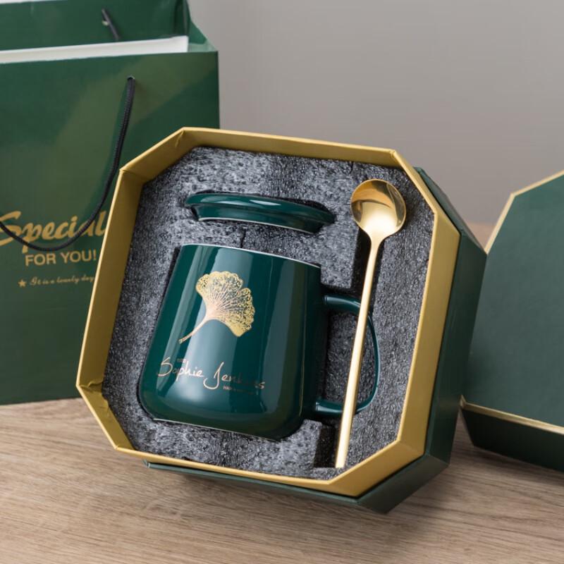 Shangqi Ceramic Coffee Mug with Lid and Spoon