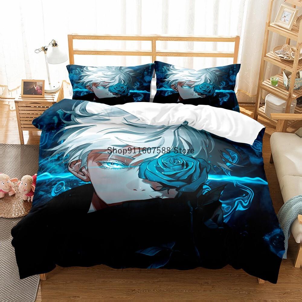 Japonské Anime Jujutsu Kaisen Ložní Souprava Queen King Double Povlak na Přikrývku a Povlak na Polštář Dekorace pro Děti Měkký Domácí Textil