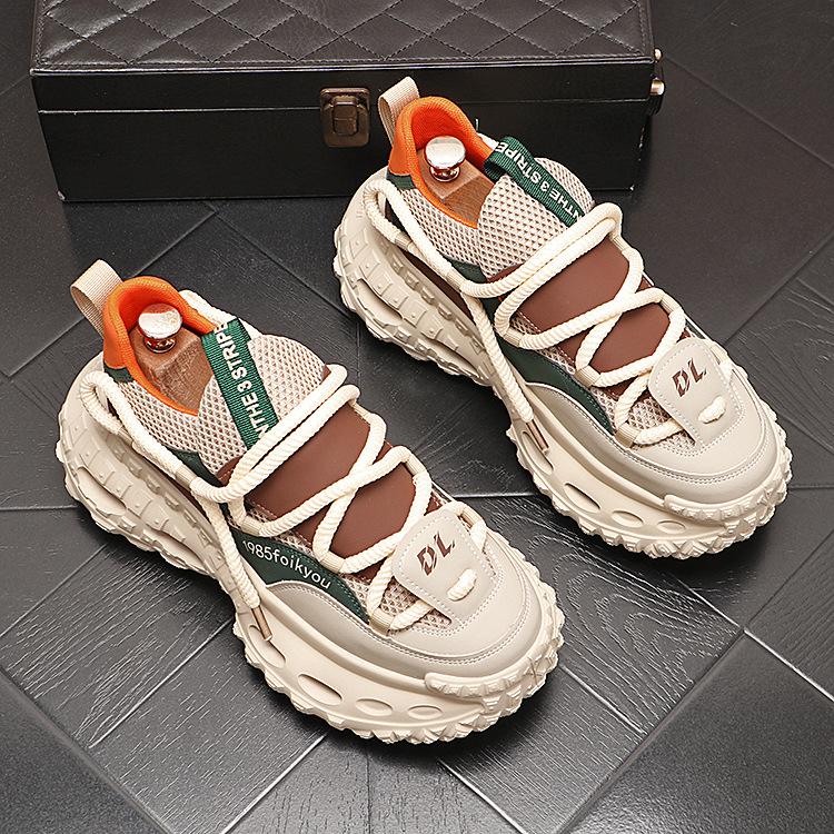 

Men s Trendy Color Blocked Sports Shoes Thick Soled Height Increasing Dad Shoes Men s 2025 Spring New Fashion Versatile Casual Shoes 43