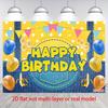 2D Yellow Polka Dot Denim Style Birthday Background with Banana Slices