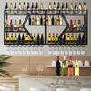 Metal Wall Mounted Metal Storage Rack with Anti-Drop Crossbar Wine Storage Organizer Wine Bottle Display Holder for Kitchen