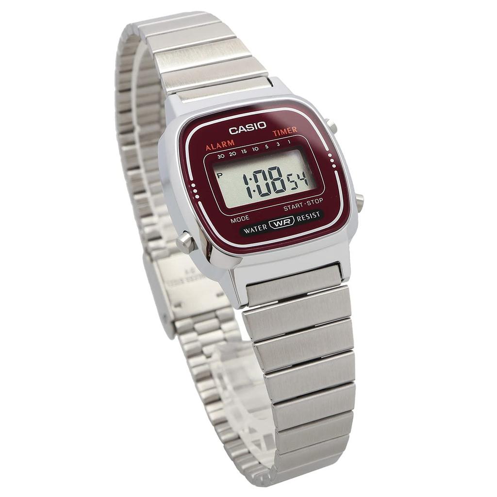 CASIO LA670WA-4 Digital Watch Silver x Bordeaux Women's Overseas Model