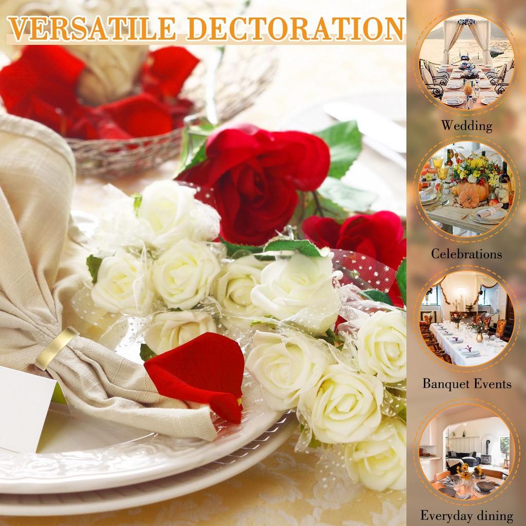 Stainless Steel Napkin Rings Metal Napkin Ring Holders, Yimerlen Holder Serviette Buckles for Family Dinner, Wedding, Party (Semicircle Matte Gold)