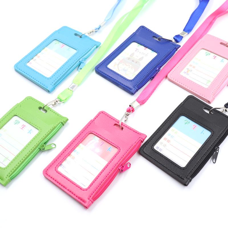 Leder Lanyard Kartenhalter für Studenten - Reißverschlussdesign, passend für Zugangs-, Bus- und Ausweiskarten