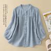 Ethnic style cotton and linen seven-quarter-sleeved shirt women's spring summer loose and thin casual cotton and linen cardigan top