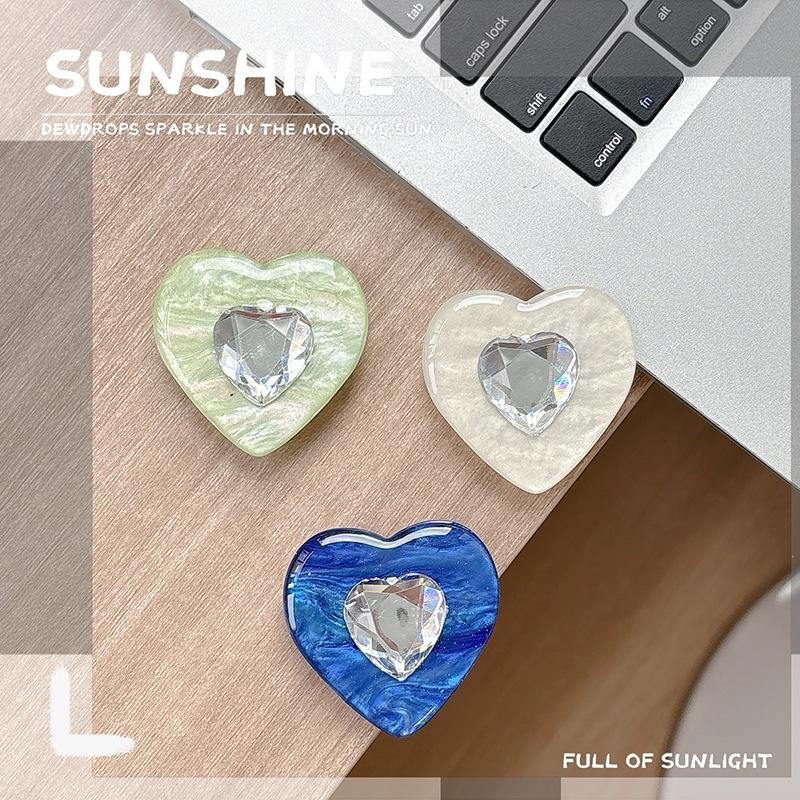Creative Puppy Mirror Telescopic Desktop Watching Drama Mobile Phone Airbag Holder Paste Simple Rhinestone Solid Color Round Ring Ring