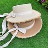 Summer Beach Hat, Wide Brim Straw Sun Hat, Sun Protection Foldable Hat with Ribbon Bow, Women Hat for Outdoor Travel Beach Trips