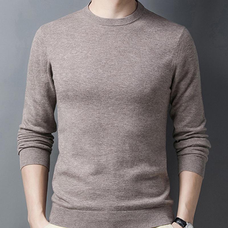 

Весенние и осенние мужские свитера из чистой шерсти, рубашки с круглым вырезом, деловые повседневные свитера для мужчин M
