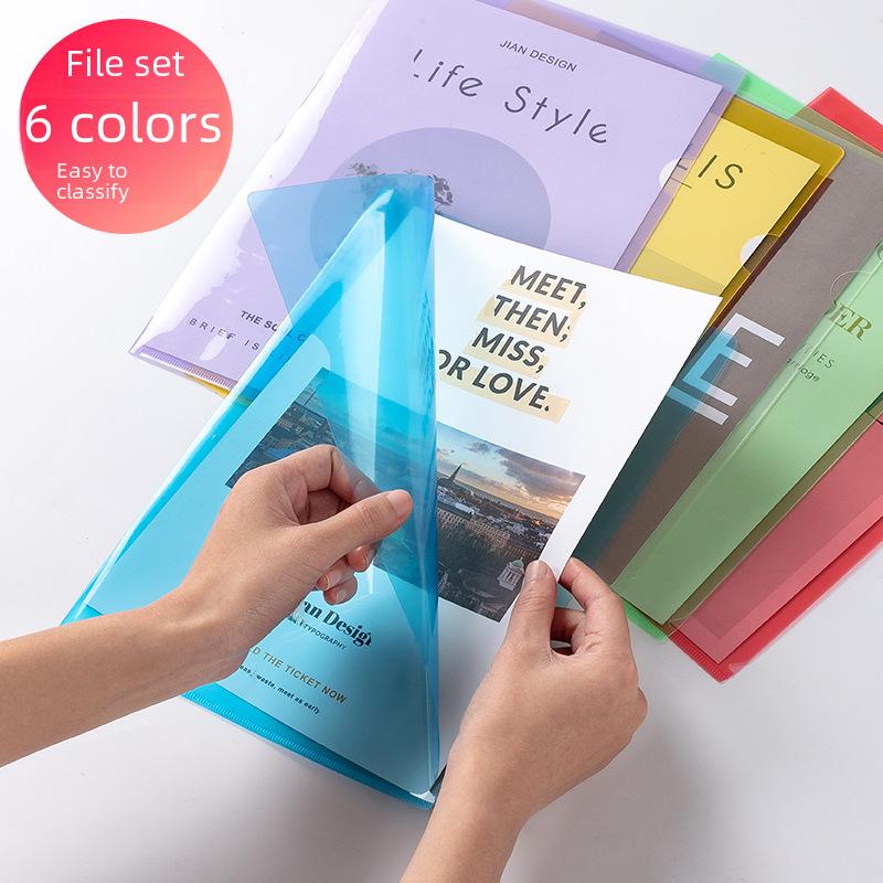 Transparent Plastic A4 L-Shaped Folder - Single Piece, Office File Sleeve for Contracts, Logo Printable