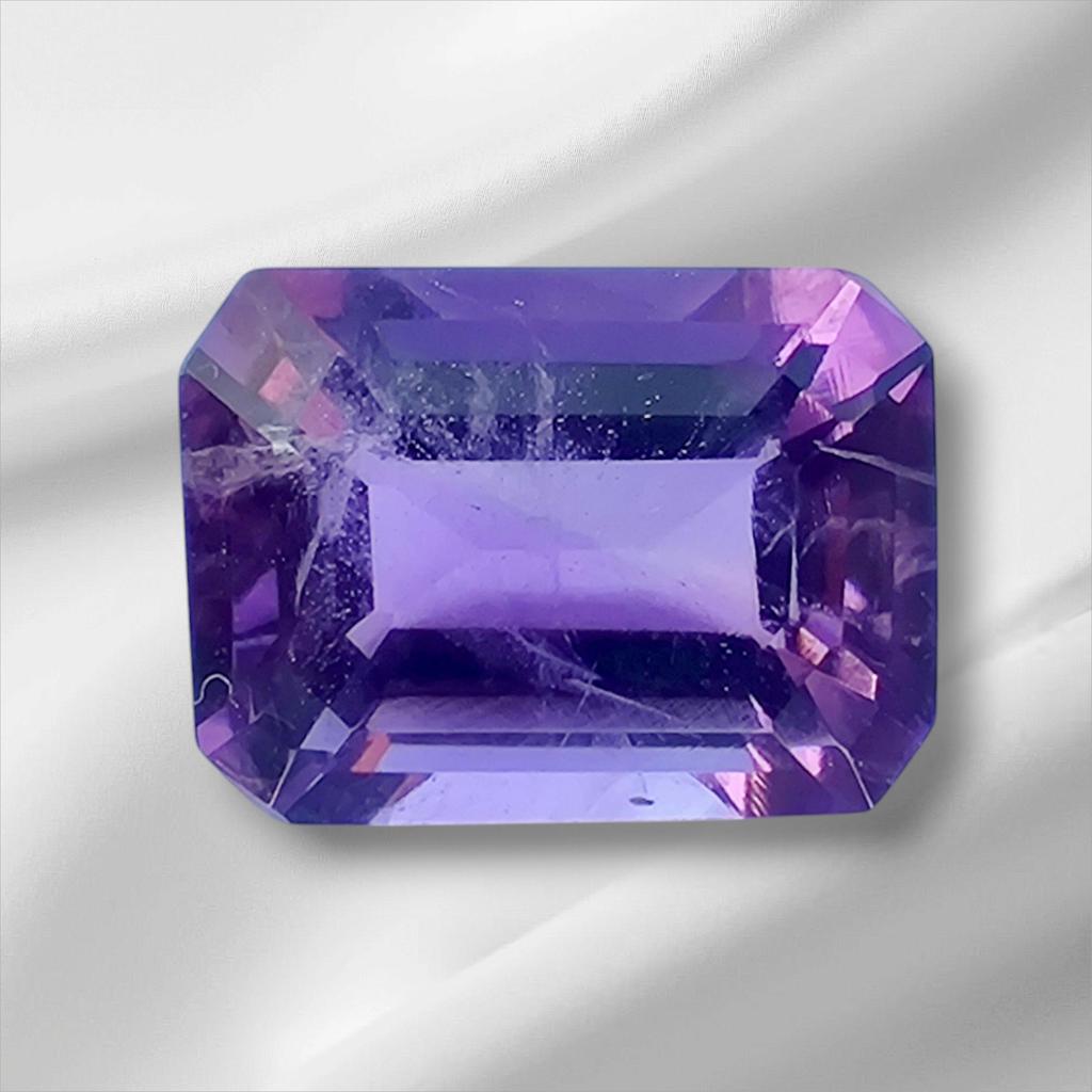 Emerald Cut Natural African Amethyst Gemstone, Loose Amethyst Gemstone, 2.55 Carat, 9x7x5 MM Size Stone.