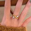 Xiaohongshu Gold Twin Star Ring: Elegant Beaded Sparkle