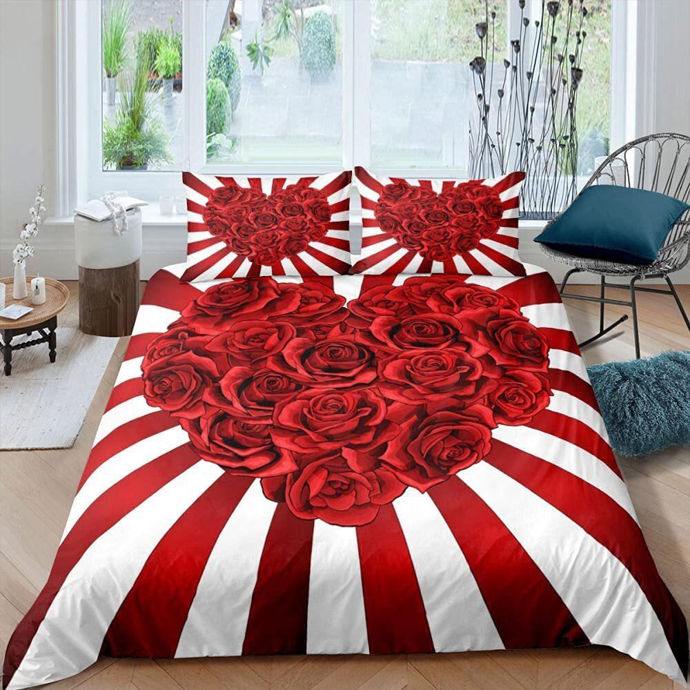 Quilt Cover Love Rose Bedding Valentine'S Day Digital Printing Three-Piece Set Independent