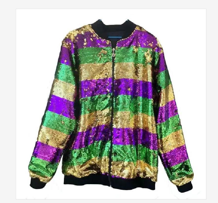 Festive 2023 Multicolor Sequin Gradient Zip Jacket
