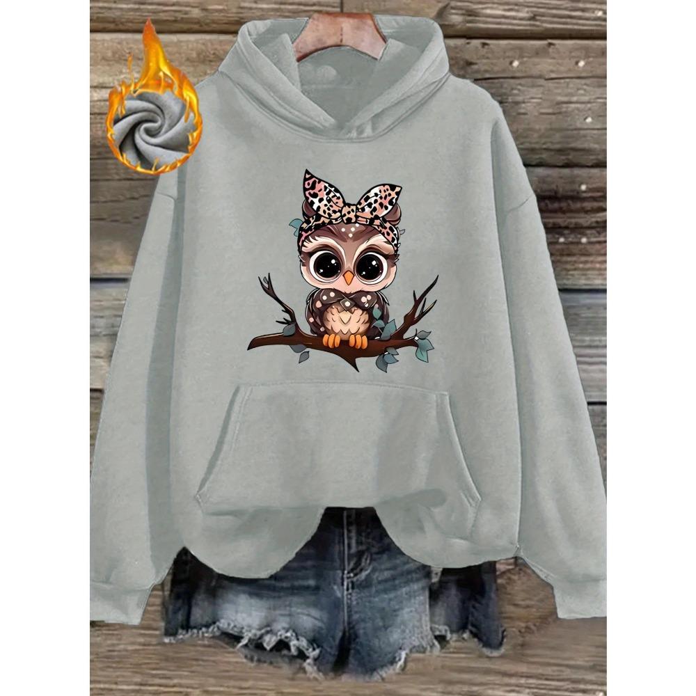 Women's Long-sleeved Sweatshirt Loose Casual Cartoon Owl Print Autumn and Winter Comfortable and Fashionable Sweatshirt