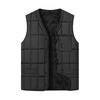 Men Waistcoat V-Neck Sleeveless Single Breasted Quilted Vest Coat with Zipper Pockets Solid Color Plush Lining Thickened Thermal Vest Jacket