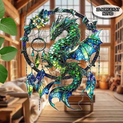 2D Flat Acrylic Magic Dragon Dream Catcher Garden Sun Catcher Window Hanging Decorative Gifts,birthday Party Decoration,home,office,outdoor Decoration