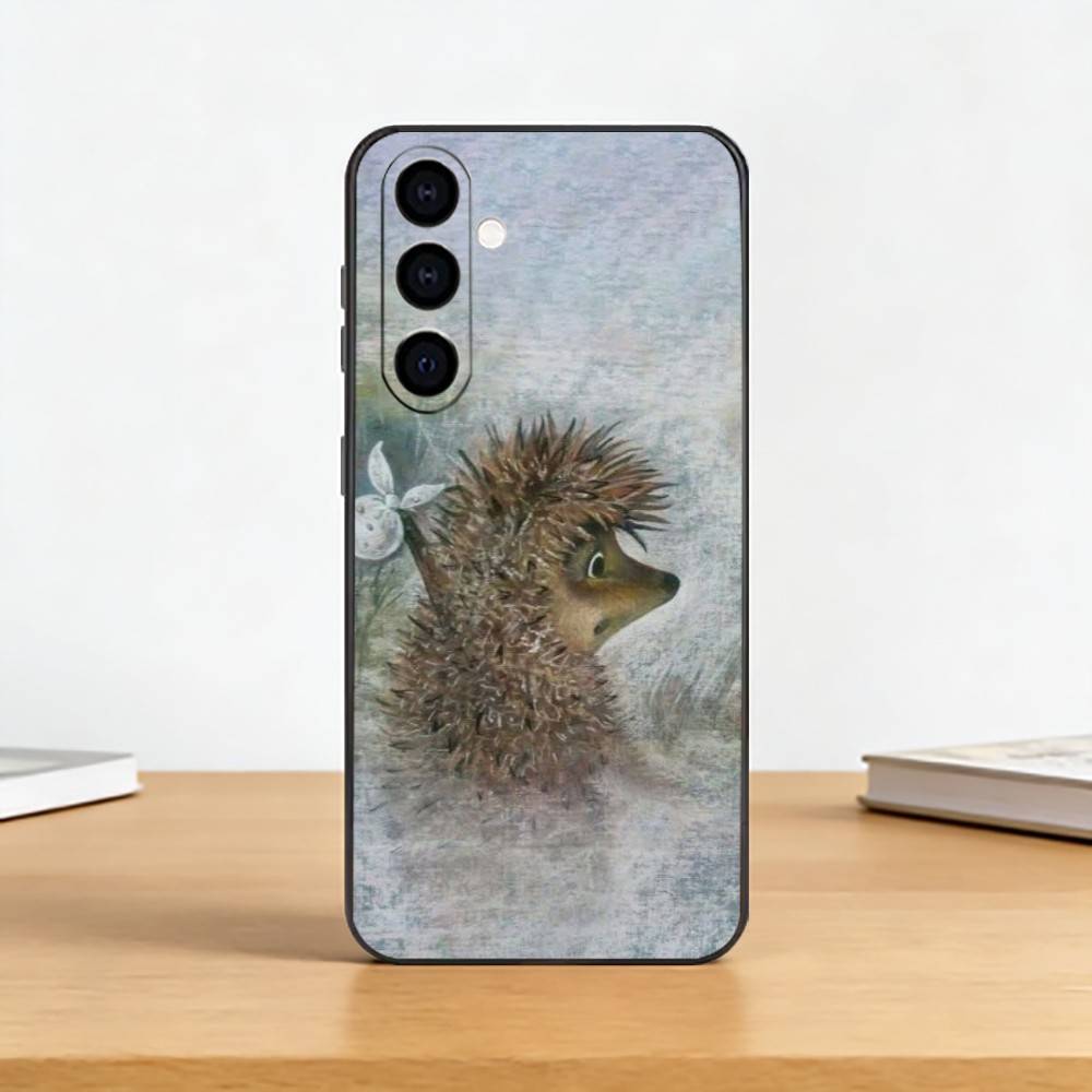B-Bright Hedgehog In The Fog Phone Case For Samsung Galaxy A73,A72,A71,A70,A53,A52,A51,Soft Silicone Black Cover