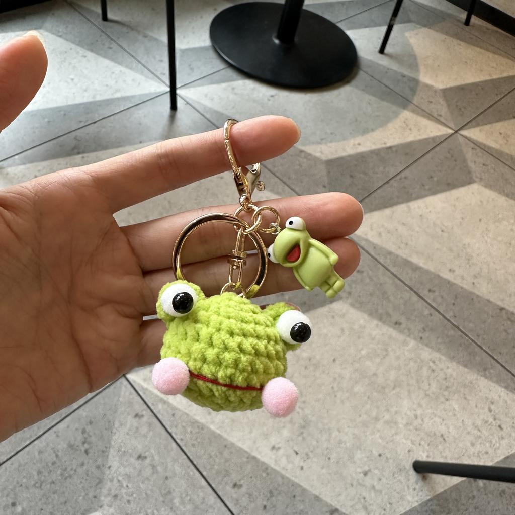 4cm Cute Crochet Keychains Knitting Funny Frog Keychain Creative Key Holder For Keys Storage Bag Knitted Doll Keyrings Wholesale