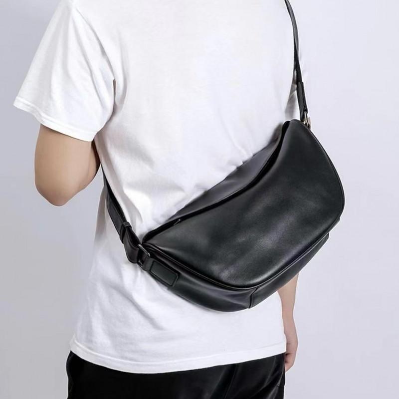 Real Leather Men s Crossbody Bag Soft Cowhide Casual Dumpling Fashionable Versatile Shoulder 30x10x18cm