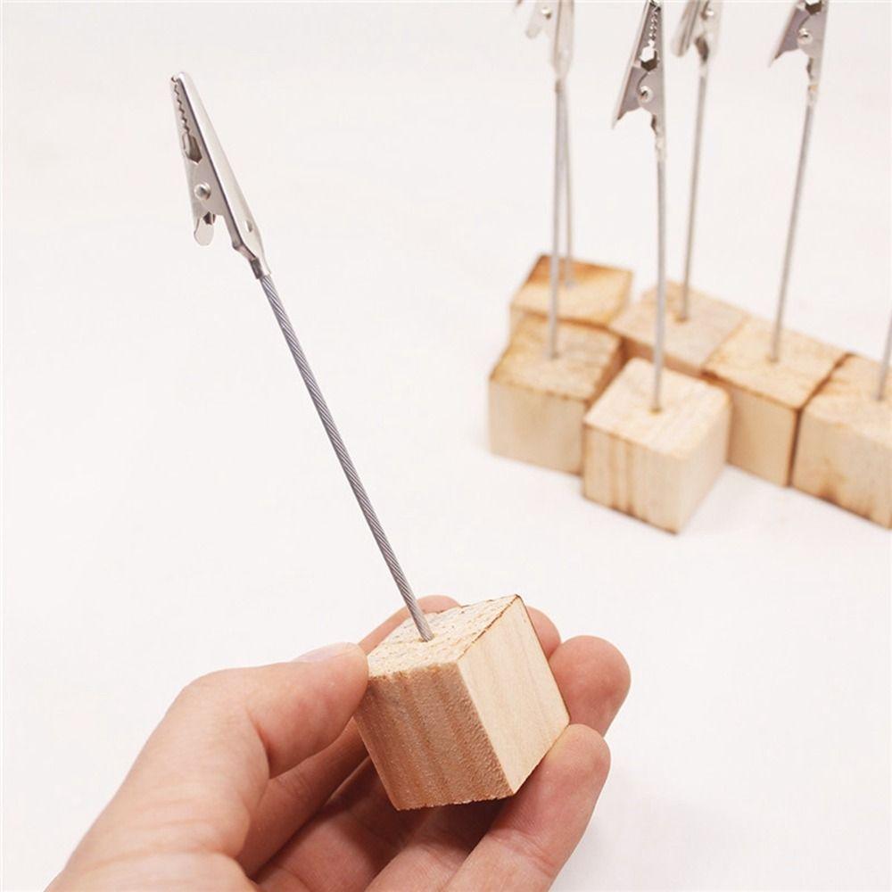 DIY Handmade Message Memo Wooden Base Bedside Ornaments Card Holder Photo Paper Clamp Memo Clip