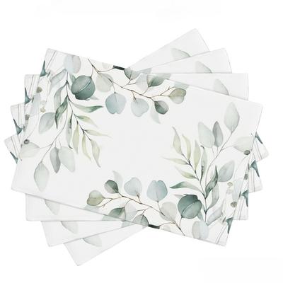 Set di 4 Tovagliette Verdi Ramo Lavabili Tovaglietta Cucina Sala da Pranzo Resistenti al Calore Tovagliette Decorazione Scrivania Tappetini da Tavolo