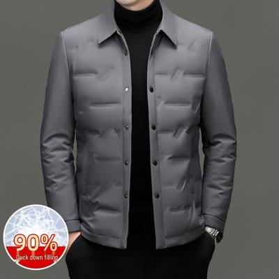 2025 Men's Lightweight Down Jacket - Warm Lapel Business Casual Winter Outerwear