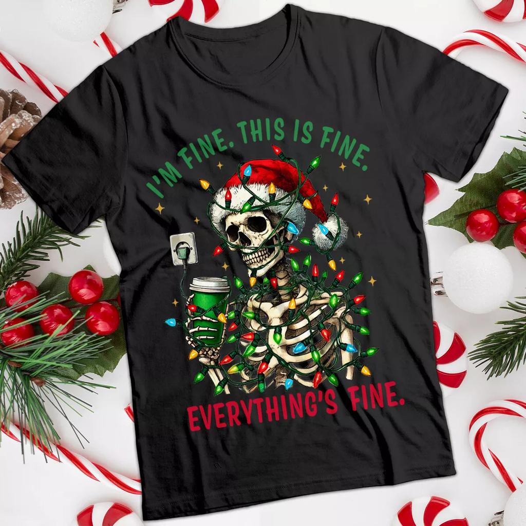 Funny Ugly Mens and Womens Skeleton Christmas T-shirt SIZE S-5XL