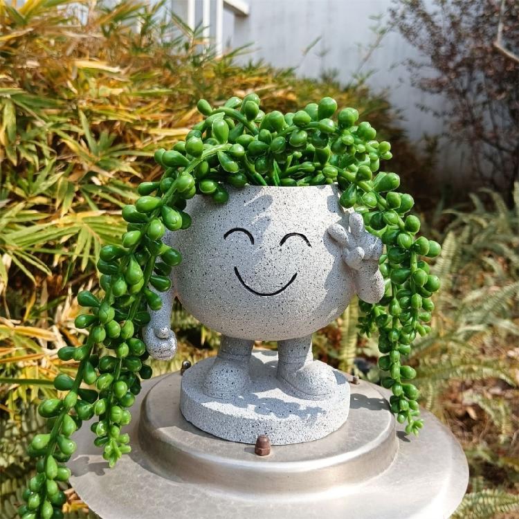 Face Planters Pots Resin Smile Face Vase Succulent Head Planter Pots Face