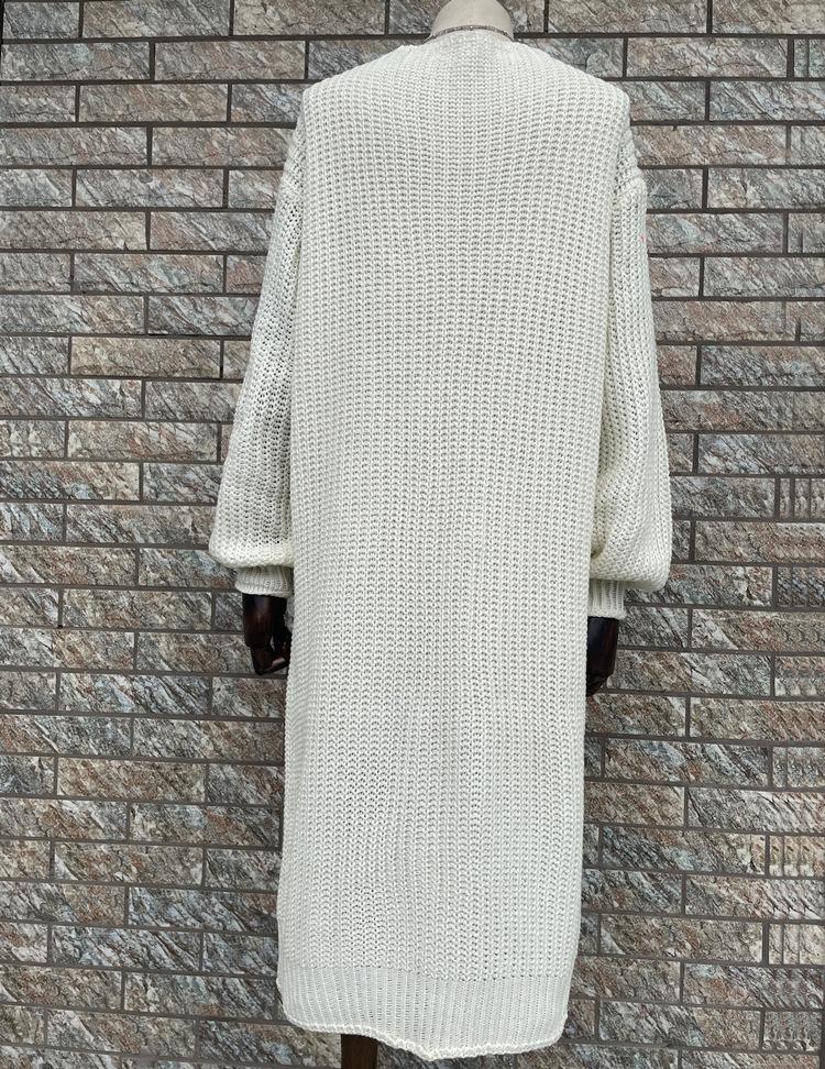 Women's Casual Knitted Solid Color Long Cardigan Sweater Jacket