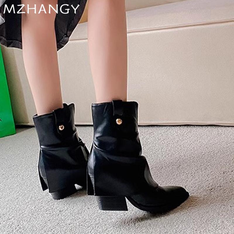 Pointed Toe Women Leather Snow Ankle Women Designer Fashion Elegant Chelsea Boots Women 2025 Trend New Winter Cozy Botas Mujer