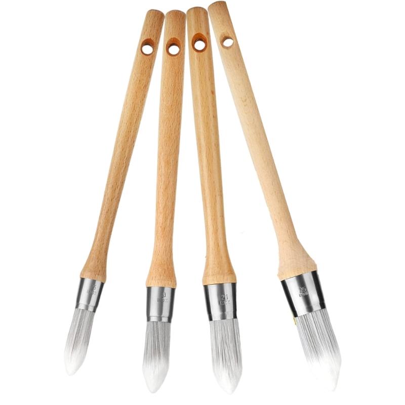 

Pack of 4 Small Detail Paint Brushes Convenient for Touches Up on Wall Furniture and House Trim Daily Casual Use 1