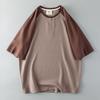 American Raglan Patchwork Contrast Color Men Short Sleeve T-Shirt Men's Pure Cotton 300G Heavy Weight Export Export Menswear T-shirt