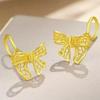 Elegant Gold Bow Hook Stud Earrings: Luxurious Women's Fashion with a Simple, Sophisticated Charm