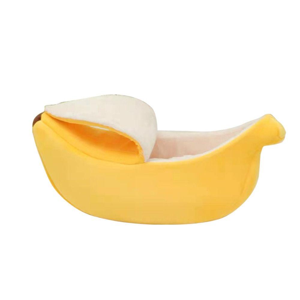 Cute Pet Sleeping Basket Durable Cozy Cat Mat Soft Banana Shape Cat Bed  Cat Supplies