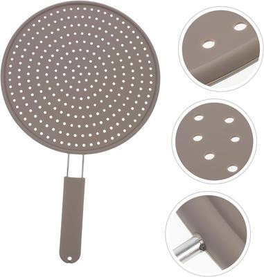 Silicone Splatter Screen With Handle Heat-resisting Oil Splash Guard Drain Board Cover Kitchen Frying Pan Lid Cooking Tools