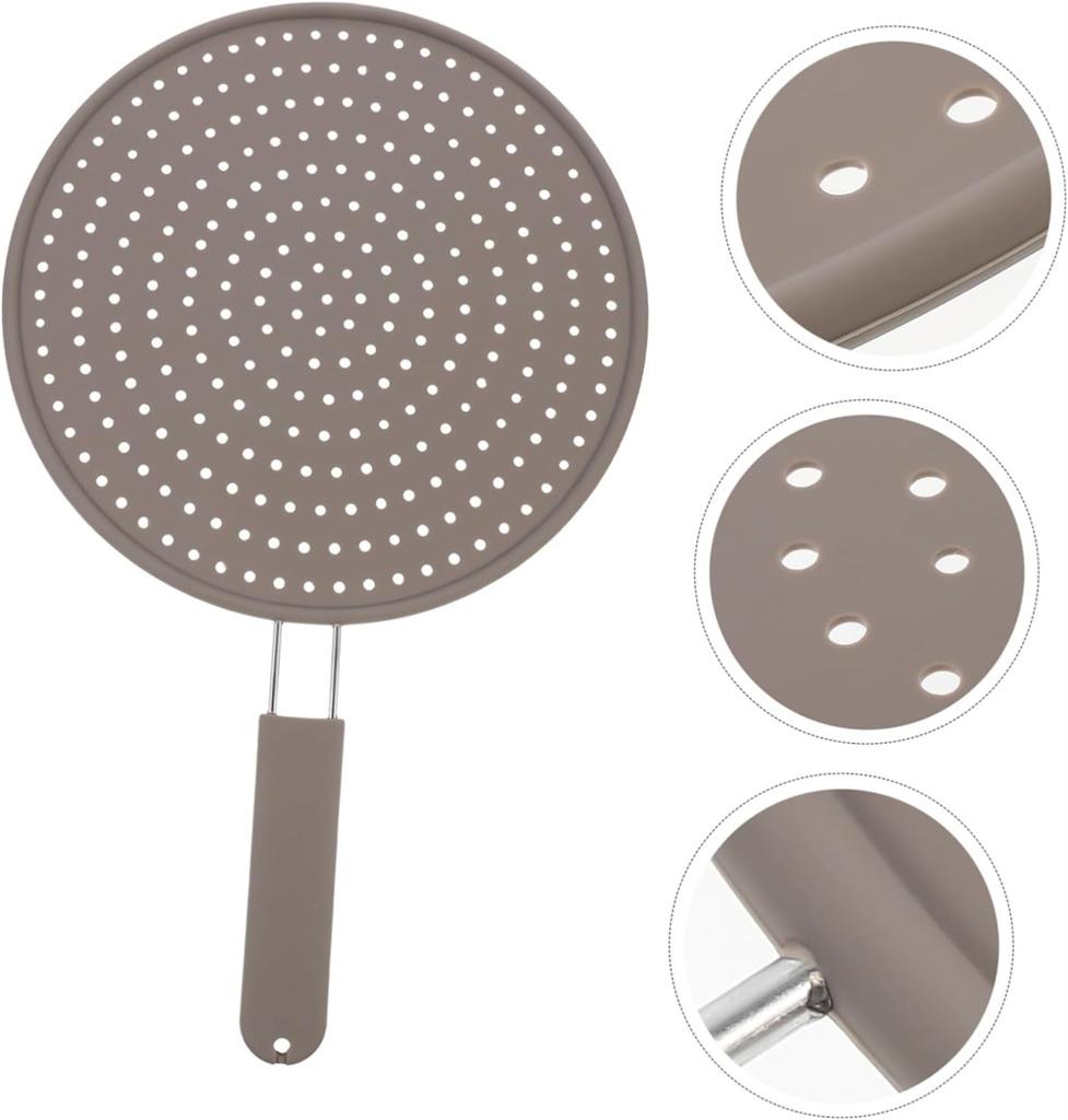 Silicone Splatter Screen with Handle Heat-resisting Oil Splash Guard Drain Board Cover Kitchen Frying Pan Lid Cooking Tools