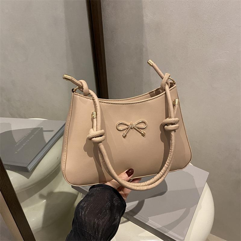 Fashion casual bow shoulder bag spring and summer new texture messenger bag simple underarm bag