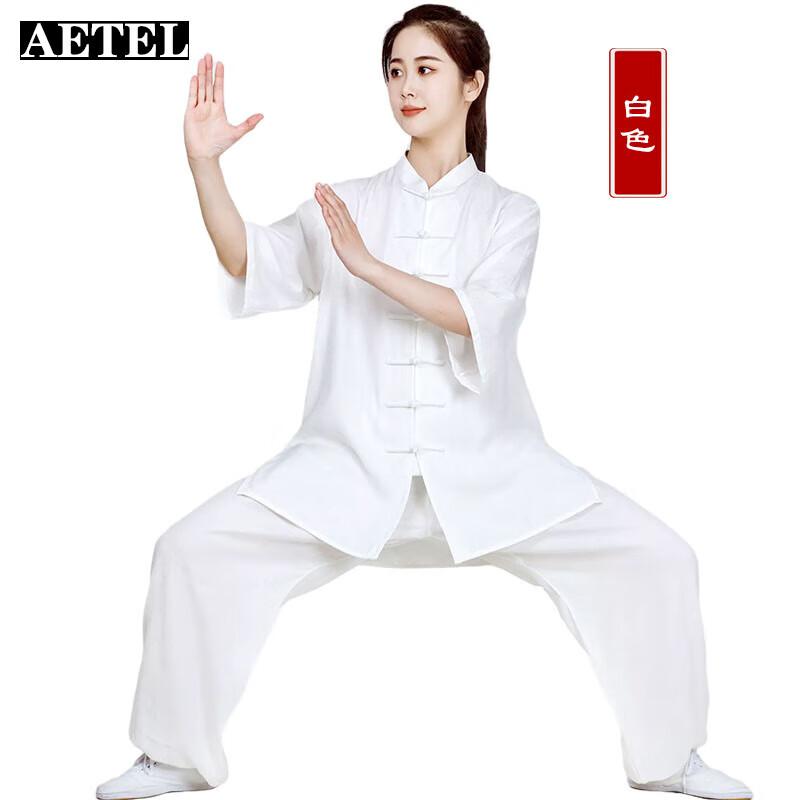 AETEL Unisex Linen Blend Short-Sleeve Tai Chi Suit M