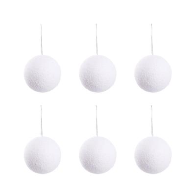 6Pcs White Foam Holiday Decorations Decorative Shatterproof Christmas Tree Ornament For Festival Home Decoration