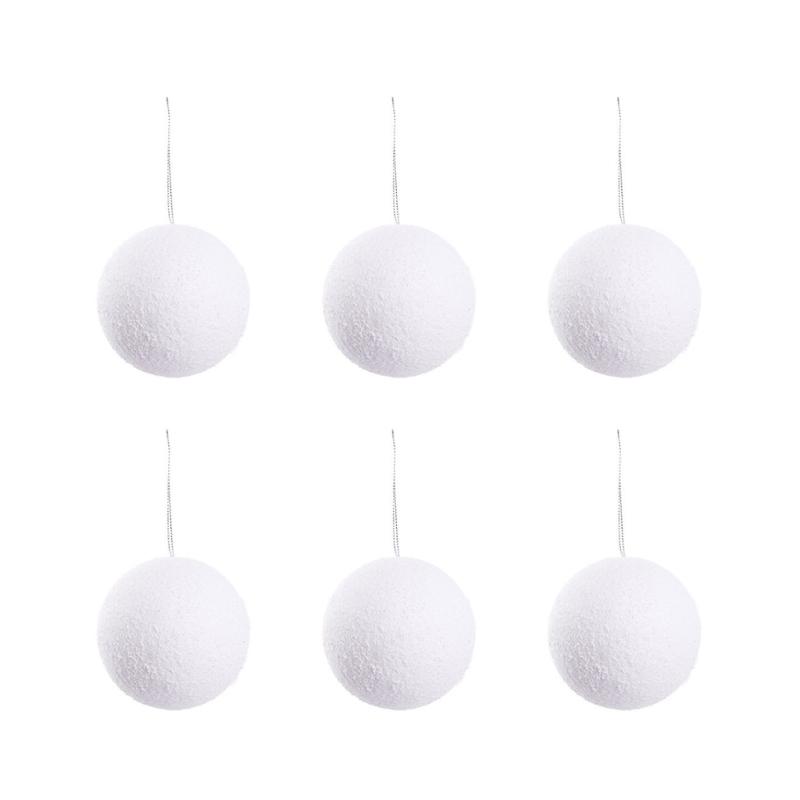 

6Pcs White Foam Holiday Decorations Decorative Shatterproof Christmas Tree Ornament For Festival Home Decoration 1