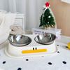 Stainless Steel Dog Double Bowl Large Capacity Anti Knock Pet Drinking Bowl with Stand Cute Duck Shape Anti Slip