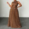 Elegantes ärmelloses Polka-Dot-Kleid mit Bindeband für Sommerreisen und Freizeit