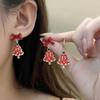 Elegant Red Christmas Tree Bow Earrings for Women - Festive Holiday Jewelry