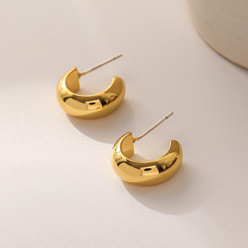 Minimal Design Metal Beans Stud Earrings For Cute Girls New Fashion Jewelry Party Simple Accessories For Womens