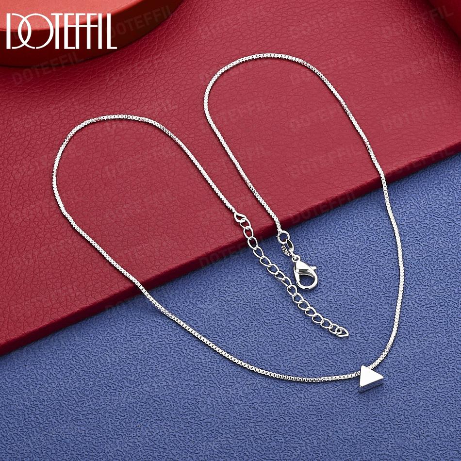 925 Sterling Silver Triangle Check Chain 18-inch Fashion Jewelry Wedding Necklace