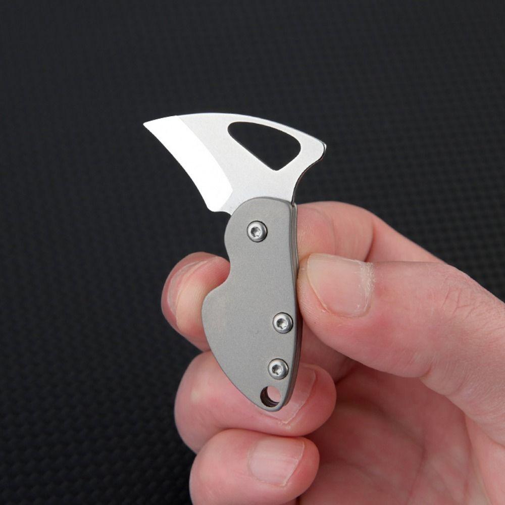 Keychain Pendant Mini Folding Cutter High Hardness Rust-resistant Portable Sharp Cutter Multi-purpose Titanium Alloy