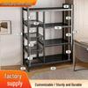 Floor-standing Multi-layer Kitchen Shelf for Cookware, Vegetables, Microwave, and Snacks